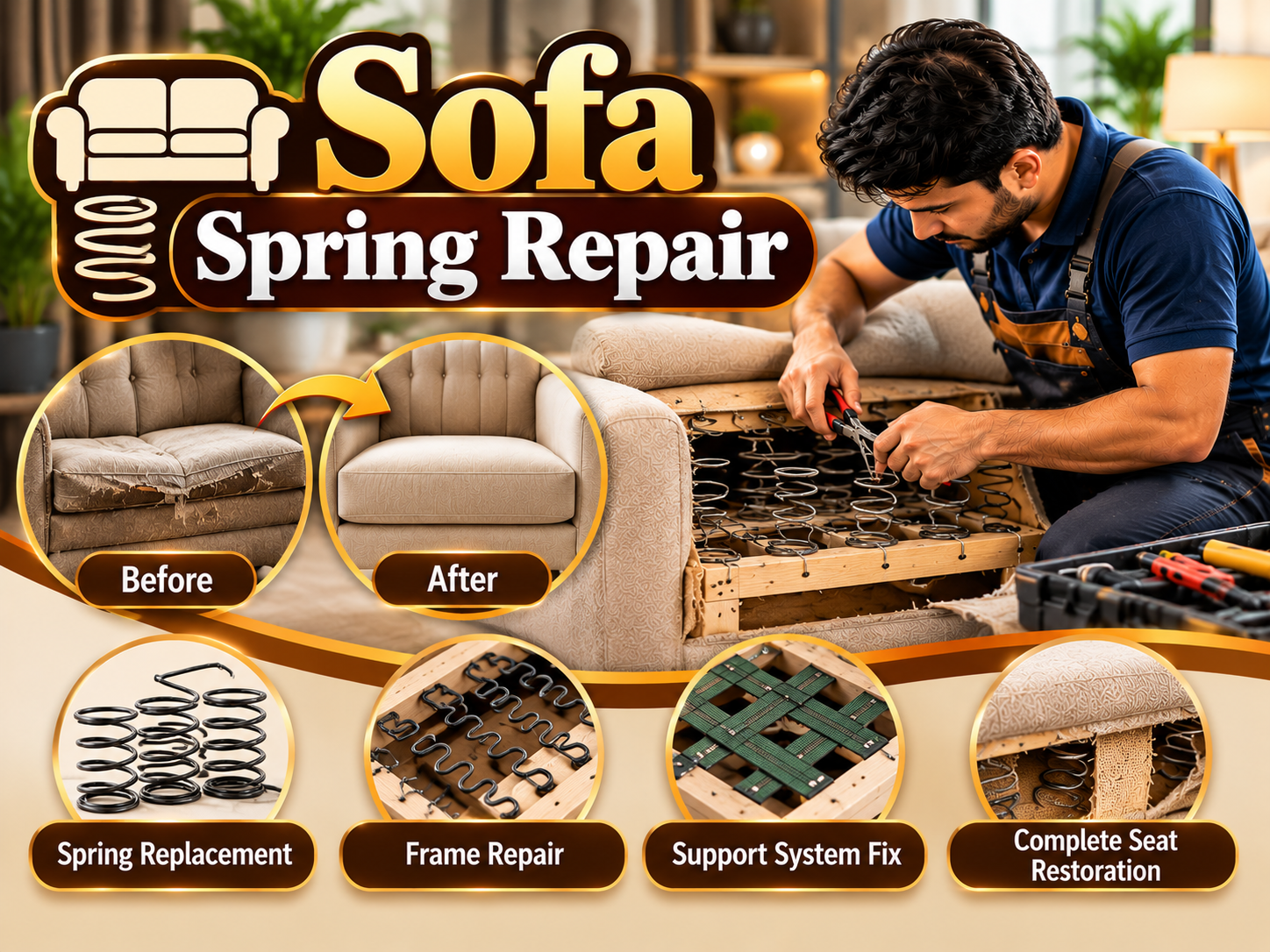 Sofa spring repair service
